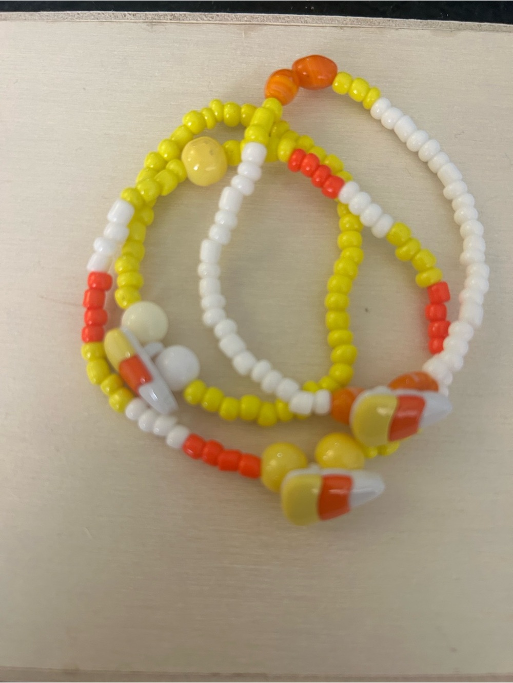 Candy Corn Trio Bracelet Set - Yellow, White & Orange
